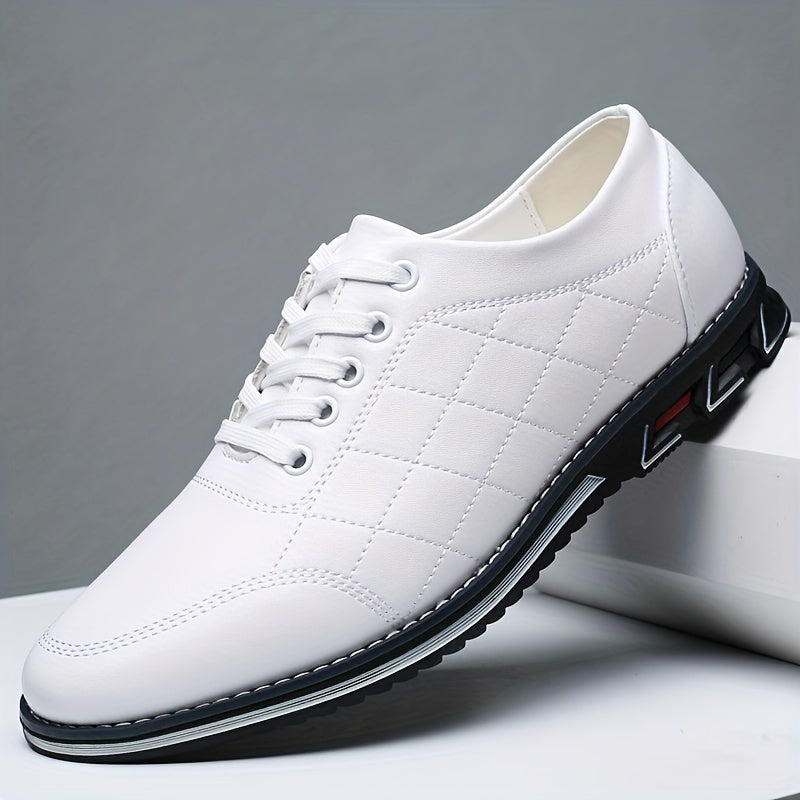 Men's Lace-Up Casual Shoes with Quilted Detailing and Sport Sole