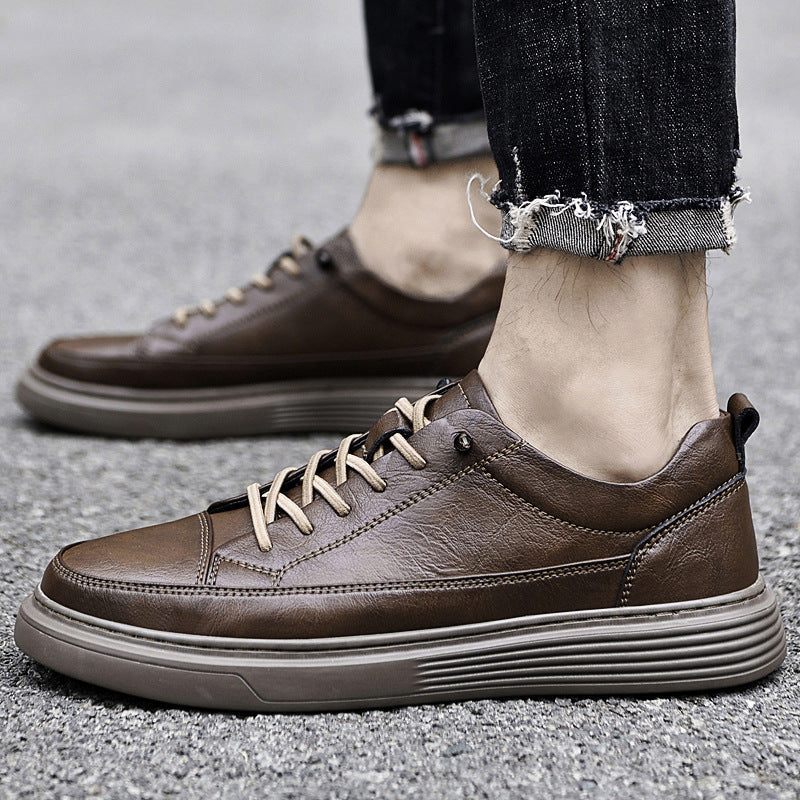Men’s Low-Top Sneakers with Tonal Stitching and Lace-Up Closure