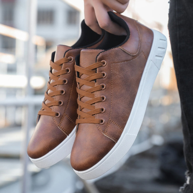 Men’s Low-Top Sneakers with Lace-Up Front and White Sole