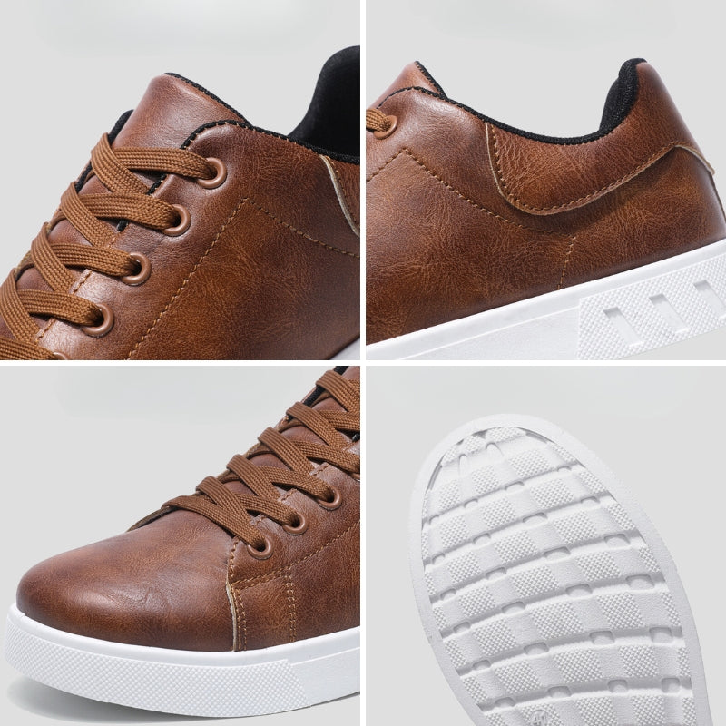 Men’s Low-Top Sneakers with Lace-Up Front and White Sole